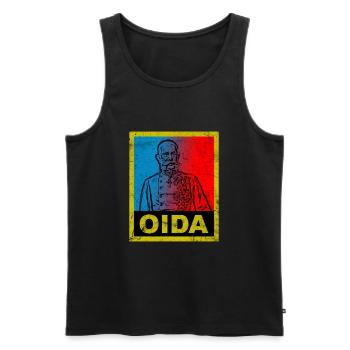 Oida Österreich Kaiser Monarch Text Spruch Design - Männer Premium Bio Tank Top - Schwarz - Vorne - Michal (187cm)