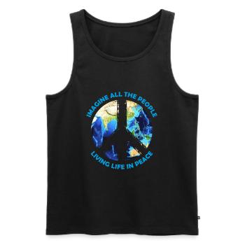 Imagine all the people living life in peace Design - Männer Premium Bio Tank Top - Schwarz - Vorne - AI Model Male 178 light (178cm)