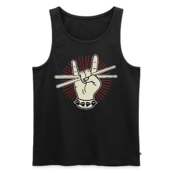 Rock Drummer Schlagzeug Rock Musik Rocker - Débardeur bio Premium Homme - noir - Devant - AI Model Male 178 light (178cm)