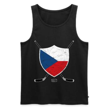 Czech Republic Ice Hockey Czechia Flag Sport Gift - Men's Premium Organic Tank Top - black - Front - AI Model Male 178 light (178cm)
