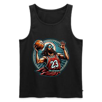 Drôle Jump Shot Jésus Christian Basketball cadeau - Débardeur bio Premium Homme - noir - Devant - Michal (187cm)