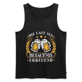 Fun Spruch Die Lage Ist Besäufnis Erregend Lustig - Männer Premium Bio Tank Top - Schwarz - Vorne - Michal (187cm)