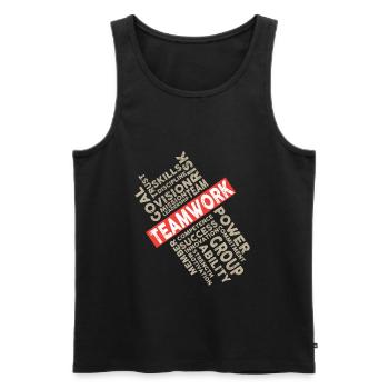 Travail d'équipe - Débardeur bio Premium Homme - noir - Devant - AI Model Male 178 light (178cm)