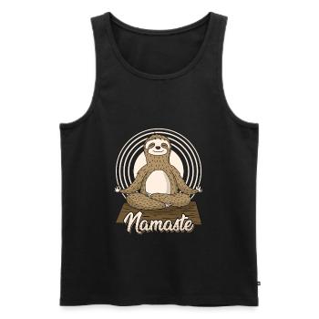 Namastay Namaste Faultier Yogamatte Yoga - Männer Premium Bio Tank Top - Schwarz - Vorne - Michal (187cm)