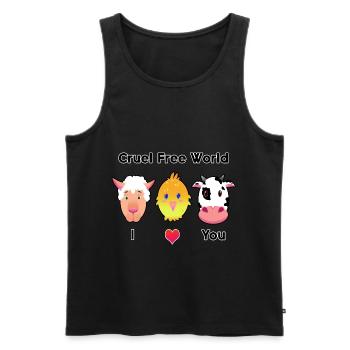 Cruel Free World- vegan horror-free world - Men's Premium Organic Tank Top - black - Front - AI Model Male 178 light (178cm)