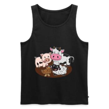 Bauernhoftiere Schwein Kuh Rind Huhn Schaf - Männer Premium Bio Tank Top - Schwarz - Vorne - Michal (187cm)