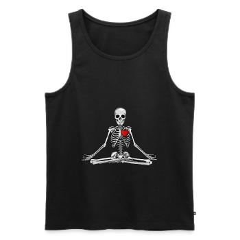 Squelette de yoga avec coeur - Débardeur bio Premium Homme - noir - Devant - Michal (187cm)