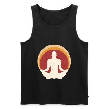 Logo vintage de méditations de yoga - Débardeur bio Premium Homme - noir - Devant - Michal (187cm)
