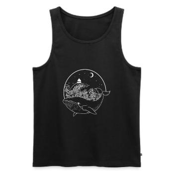 Dauphin baleine dans la mer de l'océan la nuit et au clair de lune - Débardeur bio Premium Homme - noir - Devant - AI Model Male 178 light (178cm)