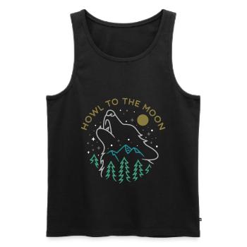 Camping with wolf in the forest nature gift - Men's Premium Organic Tank Top - black - Front - AI Model Male 178 light (178cm)