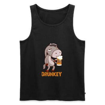 Drunkey witziger Esel mit Bier - Männer Premium Bio Tank Top - Schwarz - Vorne - AI Model Male 178 light (178cm)