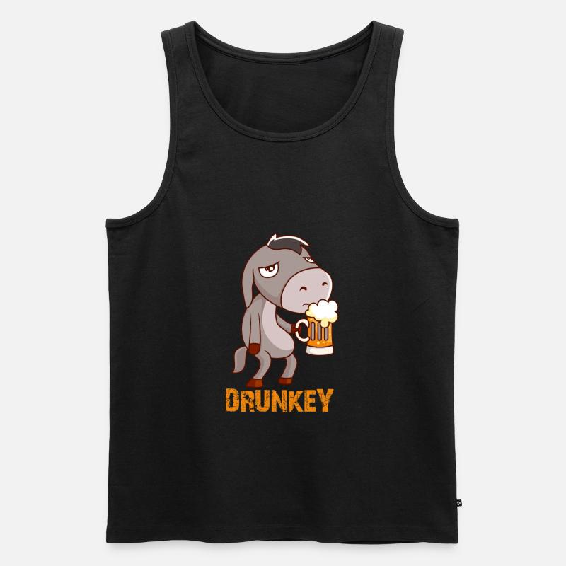 Drunkey witziger Esel mit Bier - Männer Premium Bio Tank Top - Schwarz