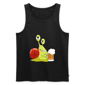 Witzige Schnecke mit Bier Biergarten Geschenk - Männer Premium Bio Tank Top - Schwarz - Vorne - AI Model Male 178 light (178cm)