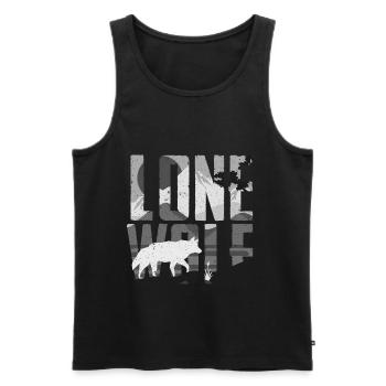 Lone wolf gift - Men's Premium Organic Tank Top - black - Front - AI Model Male 178 light (178cm)
