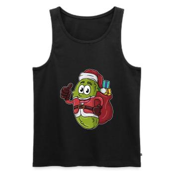 Frohe Weihnachten Merry Christmas Weihnachts Gurke - Männer Premium Bio Tank Top - Schwarz - Vorne - AI Model Male 178 light (178cm)