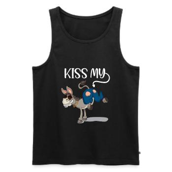 Kiss my Ass Esel Küss meinen Hintern - Männer Premium Bio Tank Top - Schwarz - Vorne - AI Model Male 178 light (178cm)