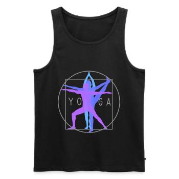 Homme de vitruve yoga yoga mouvement logo dames - Débardeur bio Premium Homme - noir - Devant - Michal (187cm)