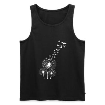 Pissenlits doux pissenlit avec oiseaux dames d'été - Débardeur bio Premium Homme - noir - Devant - Michal (187cm)