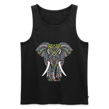 Éléphant Mandala Tribal Ganesha Chakra Yoga Tattoo - Débardeur bio Premium Homme - noir - Devant - Michal (187cm)