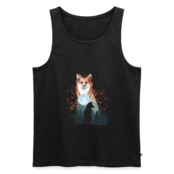 Fox dog wolf with full moon moon nature gift - Men's Premium Organic Tank Top - black - Front - AI Model Male 178 light (178cm)