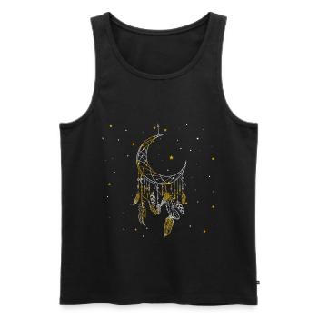 Traumfänger mit Federn Halbmond Mond und Sterne - Männer Premium Bio Tank Top - Schwarz - Vorne - Michal (187cm)