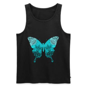Blue Mandala Butterfly Butterfly - Men's Premium Organic Tank Top - black - Front - Michal (187cm)