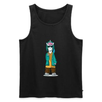 Middle finger stinky finger unicorn unicorn gift - Men's Premium Organic Tank Top - black - Front - Michal (187cm)