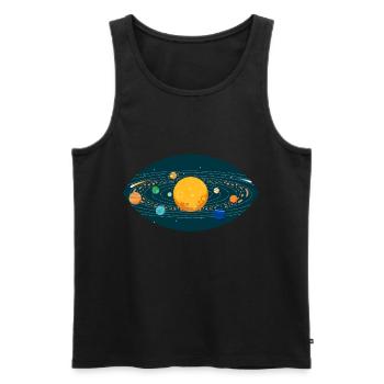 Planètes système solaire soleil oeil terre espace - Débardeur bio Premium Homme - noir - Devant - AI Model Male 178 light (178cm)