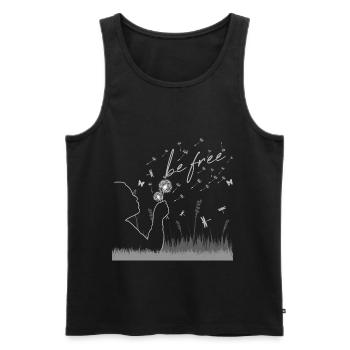 Be Free! Süßes Löwenzahn Pusteblumen Blumen - Männer Premium Bio Tank Top - Schwarz - Vorne - AI Model Male 178 light (178cm)