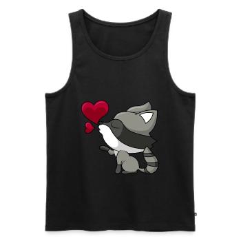 Raton laveur mignon avec cadeau coeur et amour - Débardeur bio Premium Homme - noir - Devant - AI Model Male 178 light (178cm)