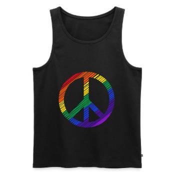 Peace Zeichen in Regenbogen Homo Farben Frieden - Männer Premium Bio Tank Top - Schwarz - Vorne - Michal (187cm)