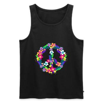 Peace Zeichen Hippie Symbol für Fieden Blüten - Männer Premium Bio Tank Top - Schwarz - Vorne - Michal (187cm)