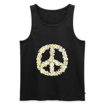 Gänseblümchen Peace Zeichen für Frieden Symbol - Männer Premium Bio Tank Top - Schwarz - Vorne - Michal (187cm)