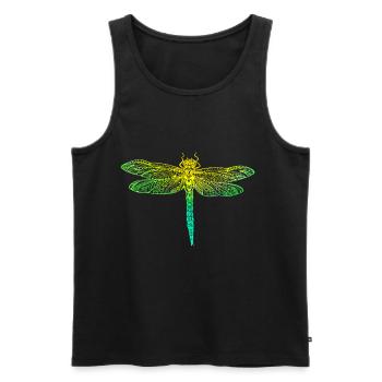 Mandala d'insectes réalistes libellule en filigrane - Débardeur bio Premium Homme - noir - Devant - AI Model Male 178 light (178cm)