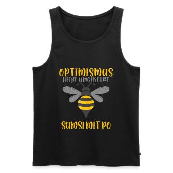 Optimismus heißt umgekehrt Sumsi mit Po - Männer Premium Bio Tank Top - Schwarz - Vorne - AI Model Male 178 light (178cm)