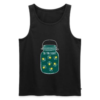 Soit la lumière! Camping nature luciole été - Débardeur bio Premium Homme - noir - Devant - AI Model Male 178 light (178cm)