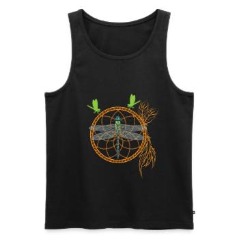 Capteur de rêves d'insectes avec chakra de yoga animal libellule - Débardeur bio Premium Homme - noir - Devant - AI Model Male 178 light (178cm)