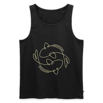 Illustration de poisson carpe Koi minimaliste - Débardeur bio Premium Homme - noir - Devant - AI Model Male 178 light (178cm)