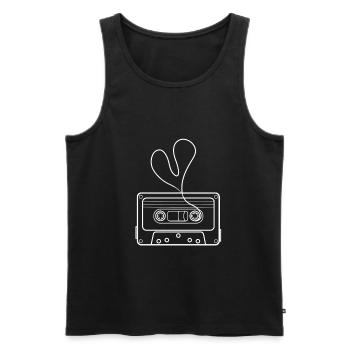 Music cassette with heart drawing - Men's Premium Organic Tank Top - black - Front - AI Model Male 178 light (178cm)