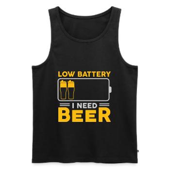 Low Battery I need Beer Bier Party - Männer Premium Bio Tank Top - Schwarz - Vorne - AI Model Male 178 light (178cm)
