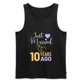 10 ans de mariage anniversaire de mariage cadeau de mariage - Débardeur bio Premium Homme - noir - Devant - Michal (187cm)