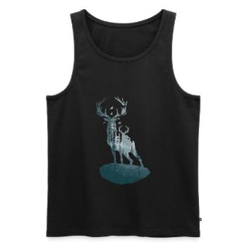 Cerf cerf silhouette conception animale - Débardeur bio Premium Homme - noir - Devant - AI Model Male 178 light (178cm)