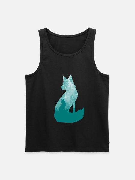 Fuchs Silhouette im Wald - Männer Premium Bio Tank Top - Schwarz