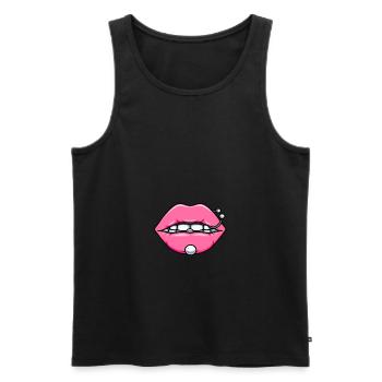 Maske mit Lippen und Piercings Gesichtsmaske - Männer Premium Bio Tank Top - Schwarz - Vorne - AI Model Male 178 light (178cm)