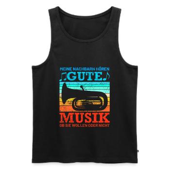 Retro Tuba Design mit Spruch - Männer Premium Bio Tank Top - Schwarz - Vorne - AI Model Male 178 light (178cm)