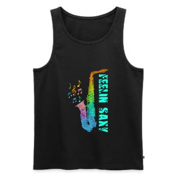 Feelin Saxy Saxophon - Männer Premium Bio Tank Top - Schwarz - Vorne - AI Model Male 178 light (178cm)