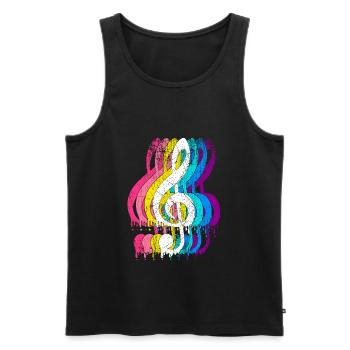 Musicien clef clé de sol musique - Débardeur bio Premium Homme - noir - Devant - AI Model Male 178 light (178cm)