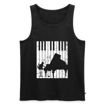 Musique chat musique chaton piano piano à queue - Débardeur bio Premium Homme - noir - Devant - Michal (187cm)