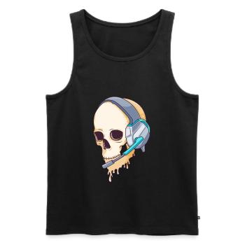 Casque de jeu crâne gamer cadeau squelette - Débardeur bio Premium Homme - noir - Devant - Michal (187cm)
