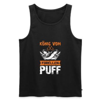 König vom Forellenpuff Angler Forellen Geschenk - Männer Premium Bio Tank Top - Schwarz - Vorne - AI Model Male 178 light (178cm)